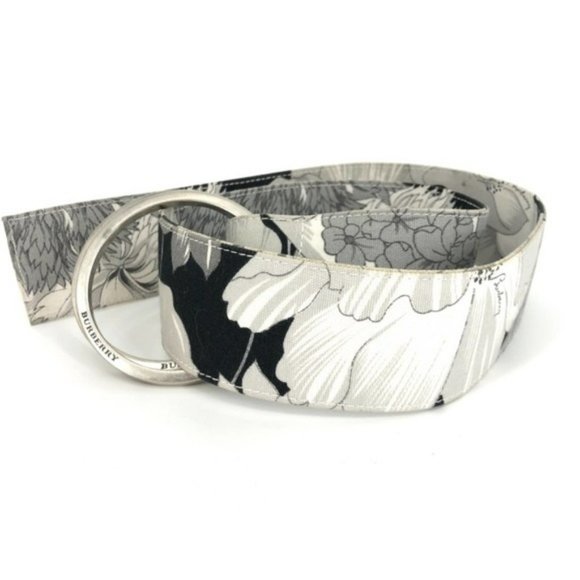Burberry Double Ring Floral Fabric Belt Black 32 main image 4